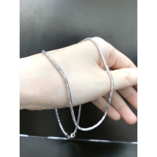 Dây chuyền mì kim cương khắc máy bản 2.0 mm xi bạch kim - KCKM003 - Bạc Ý 925 xi bạch kim