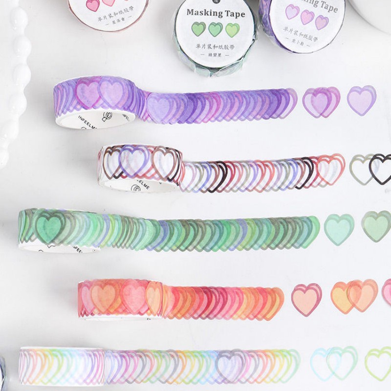 Cuộn 100 Miếng Dán Hình Trái Tim Trang Trí Sổ Tay DIY