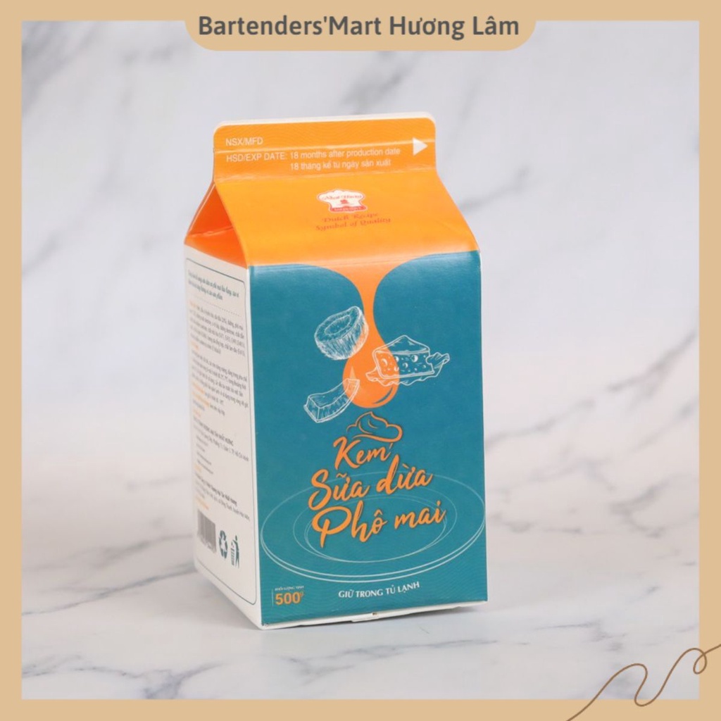Kem Sữa Dừa Phô Mai - 500g, vị bùi thơm béo ngậy, pha chế trà sữa, sinh tố, cocktail, làm bánh, món tráng miệng, chè