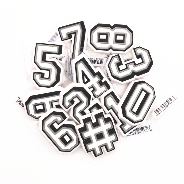 Miễn phí kết hợp số và chữ cái giày trang trí Jibbitz Crocs nút PVC giày phù hiệu FZL01