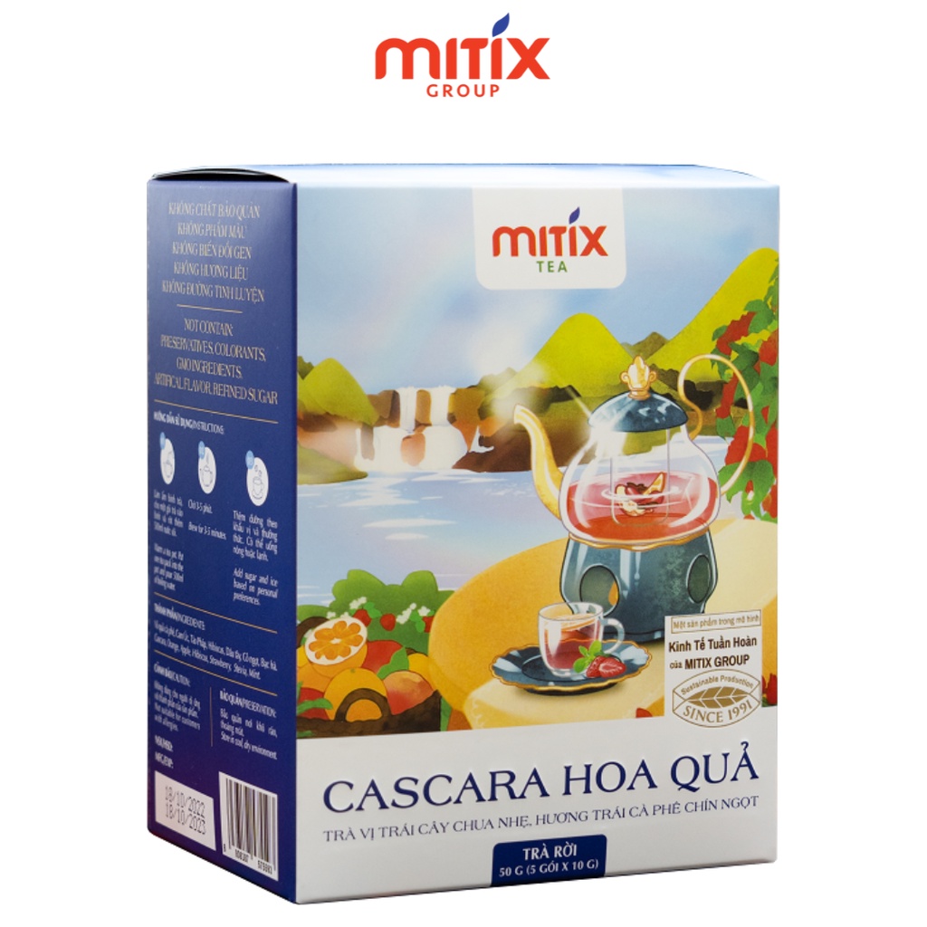 Trà Cascara Mitix hoa quả hộp 50gr, đẹp dáng sáng da, thanh lọc cơ thể