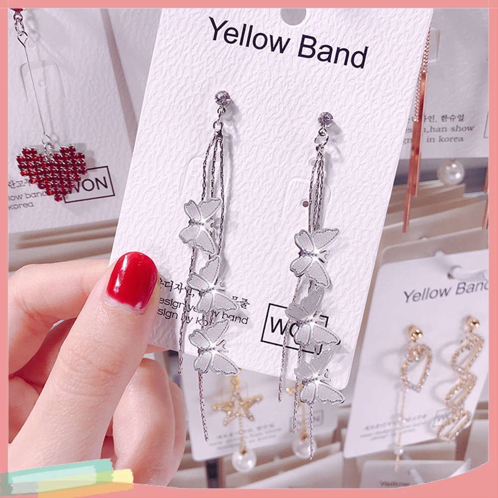 Khuyên tai dáng dài hình bươm bướm dành cho bạn nữ