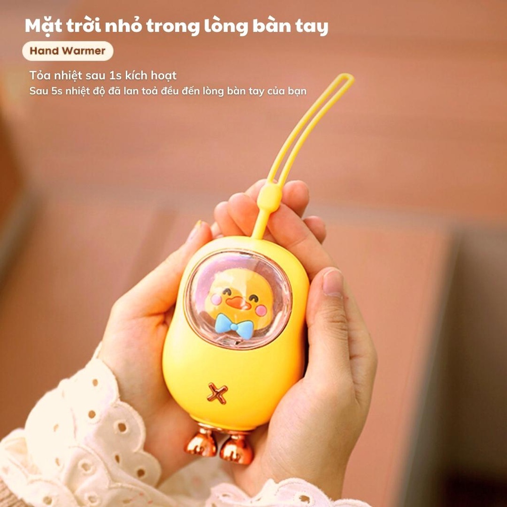 Máy sưởi mini cầm tay, máy sưởi tay mini chân sạc Type-C hình vịt vàng dễ thương nhỏ gọn sưởi ấm bàn tay