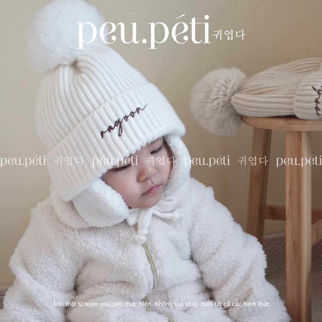 HÀNG SẴN THÊU TÊN Mũ len phi công Style Hàn Quốc cực ấm áp - by Peu.péti