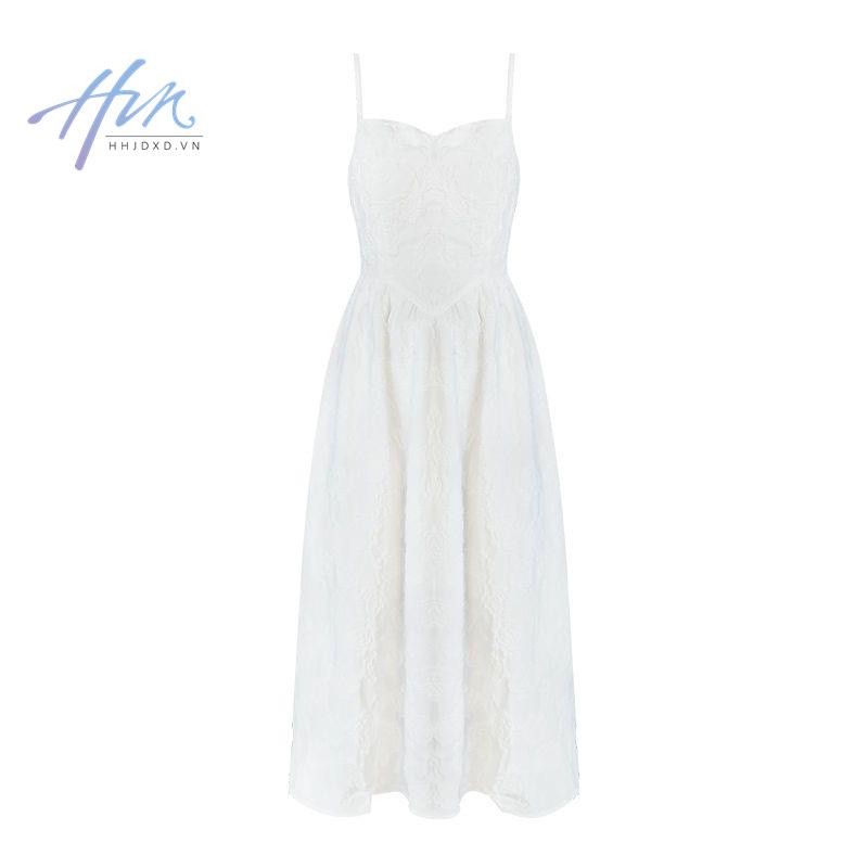 Đầm Hai Dây Màu Trắng Phong Cách Pháp Thời Trang Xuân Hè Cho Nữ