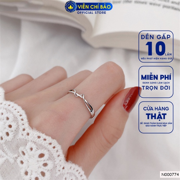 Nhẫn xoắn trơn chất liệu bạc Ý thời trang phụ kiện trang sức nữ Viễn Chí Bảo N000774