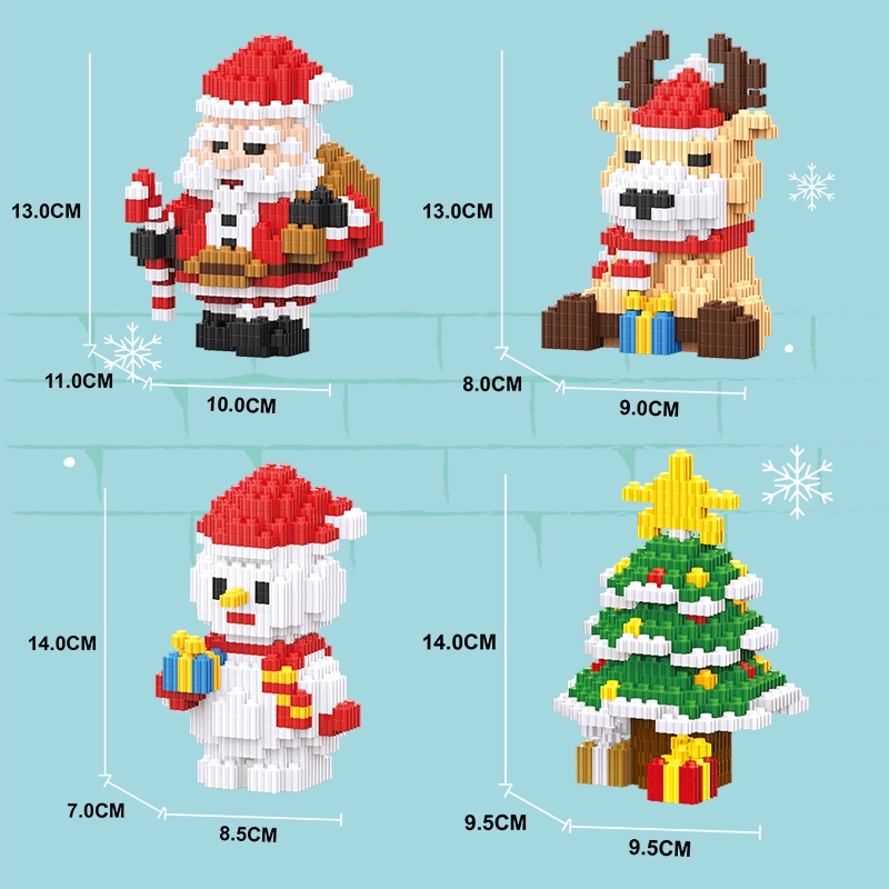 Đồ Chơi Lắp Ráp Mô Hình Ông Già Noel / Người Tuyết / Cây Thông / Nai Sừng