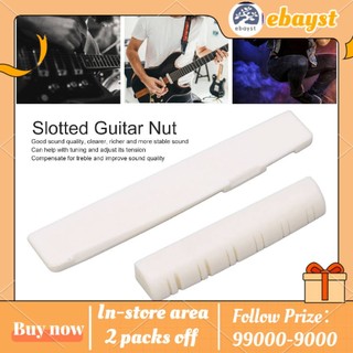 Ebayst Guitar Nut Set Ox Bone Slotted Bridge Saddle Replacement for 12 String Acoustic Guitars