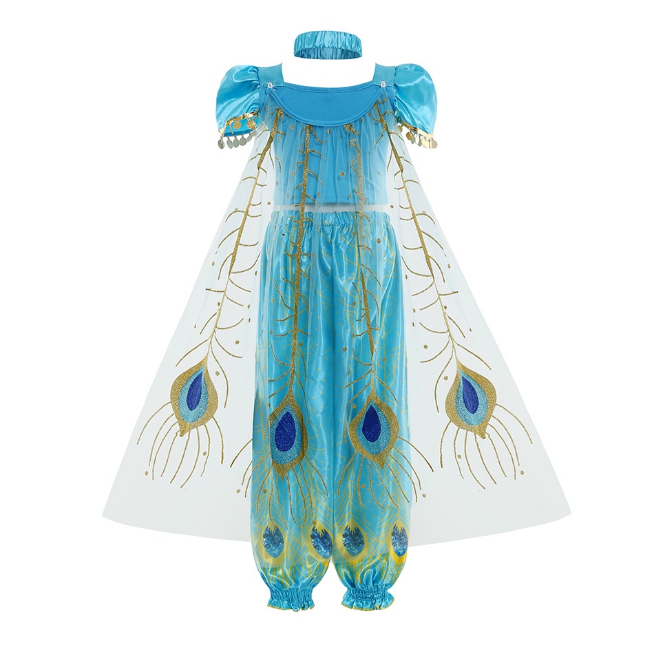 Đầm Hóa Trang Công Chúa Jasmine Tay Phồng Xinh Xắn Cho Bé Gái