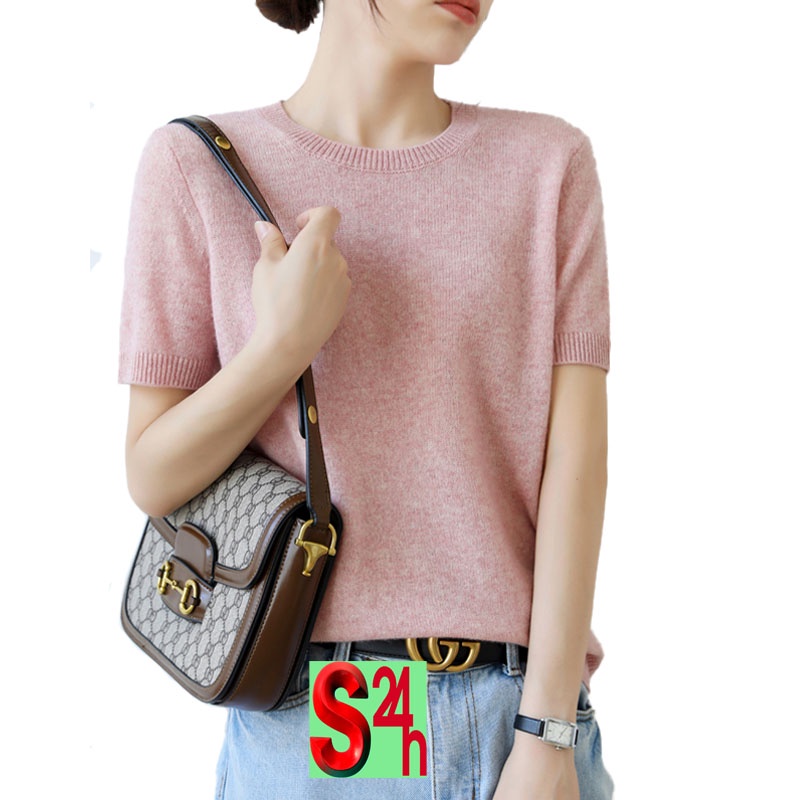 Áo len nữ cổ tròn tay ngắn đủ màu AL10