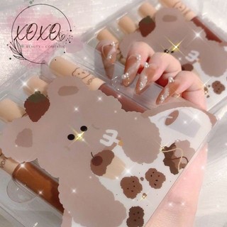 Set son kem lì gấu nâu 4 cây VONGEE vỏ trong suốt siêu mềm mướt môi, không lem chuẩn nội địa Trung