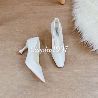 giày cao gót trơn, da sần mềm