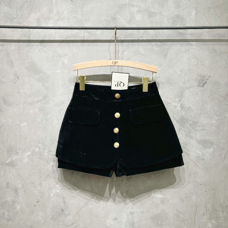 Quần Sooc Nhung Khuy Vàng Giả Váy, Quần Giả Váy Siêu Xinh