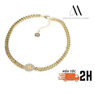 Dây chuyền | chocker | vòng cổ mon.sg thương hiệu cha.n.e.l đính đá cao cấp, sang chảnh - ck 18