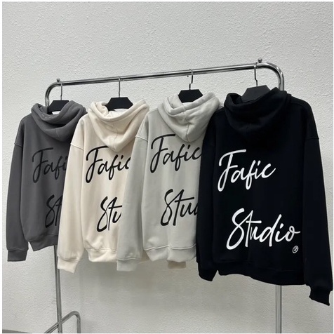 Hoodie nỉ bông dày form rộng in chữ FAFIC STUDIO nam nữ mặc đẹp