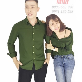 Áo Sơ Mi Cặp FIG TREE Xanh Olive Lạ Mắt