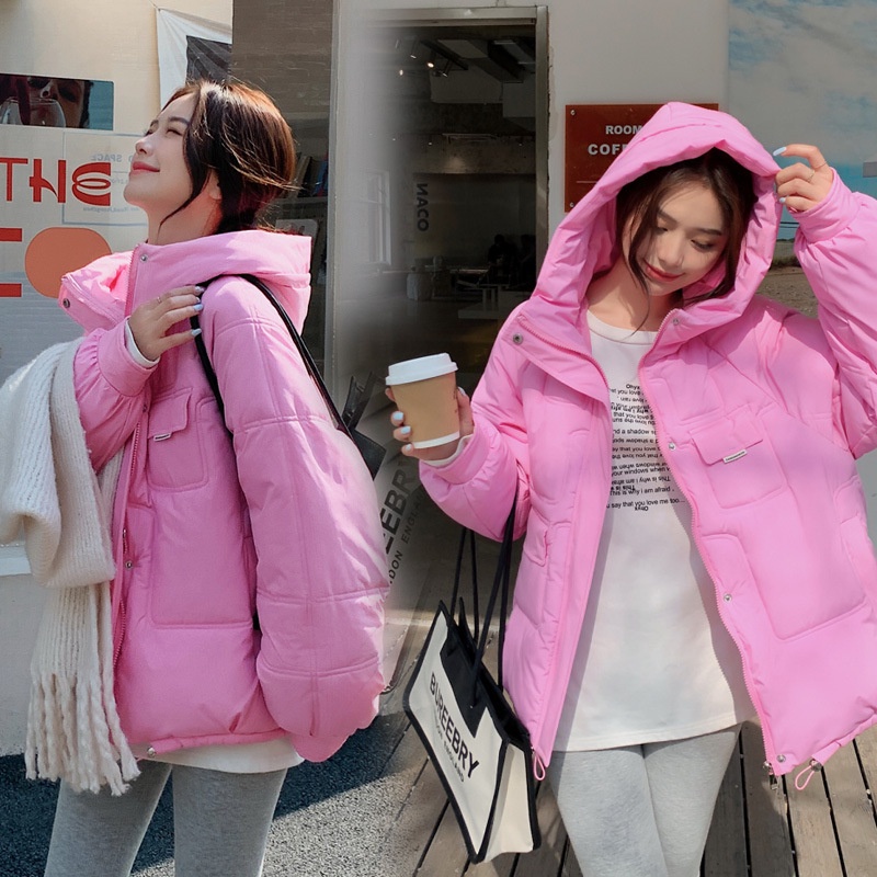 IELGY IELGY Áo Khoác Đệm cotton Có Nón Ấm Áp Thời Trang Hàn Quốc Cho Nữ