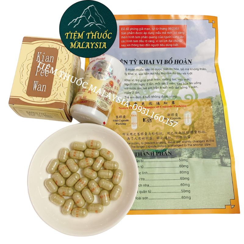 Viên Uống hỗ trợ Tă.ng C.ân Kiện tỳ - Kian pee wan Hộp 30 viên