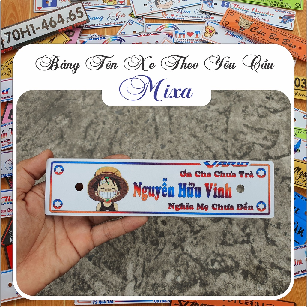 Bảng tên xe máy Inox 304 không gỉ tặng kèm ốc titan+bass gắn