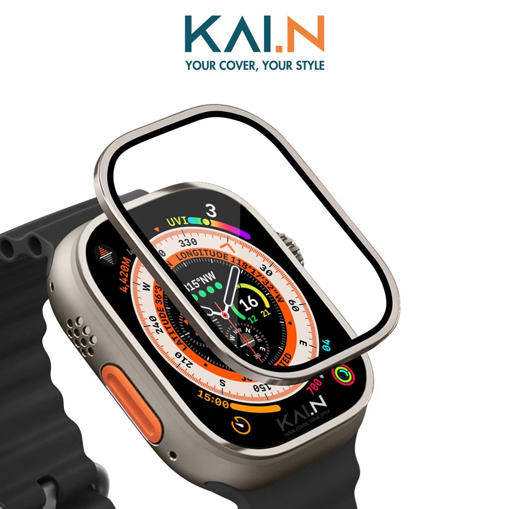 Miếng Dán Cường Lực Màn Hình Viền Nhôm Alu Dành Cho Apple Watch Ultra, Kai.N AluGlass