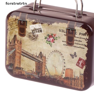 forstretrtn Retro Storage Tin Mini Box Rectangular Tinplate Suitcase Candy Snack Organizer EN