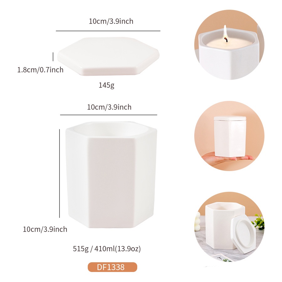 Cốc Bát Giác Kèm Nắp Size 13Oz Làm Nến Thơm Handmade DIY