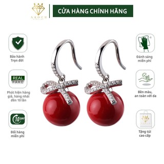 Khuyên tai bạc Ý s925 ruy băng thả đá E8267 - AROCH Jewelry