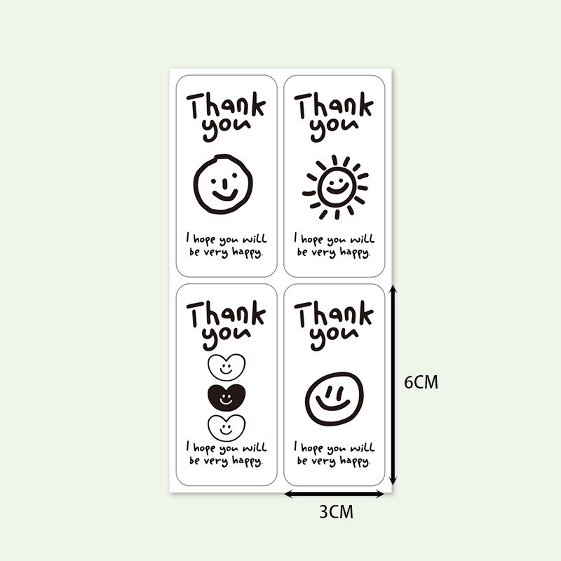 TD71_Tem dán chữ _ STICKER " Thank you" << SIZE 3X6CM, 100 TEM/XAP_ STICKER NIÊM PHONG HỘP GIẤY