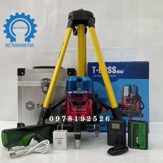 ￼Máy Cân Bằng Laser , 5 Tia Xanh T-BOSSmax 666 - Bóng LED - 2 Pin Sạc , 1 Pin Hiển Thị % - Điều Khiển Từ Xa