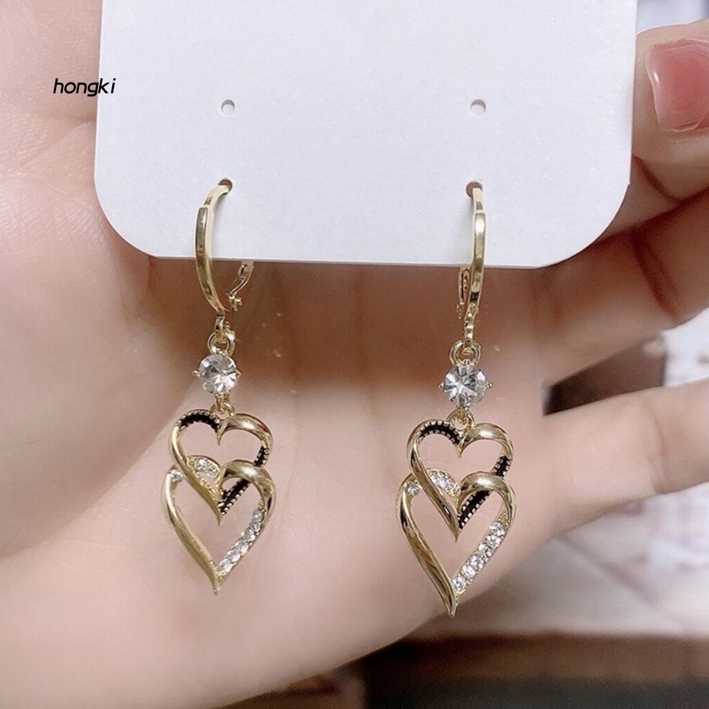 1 Đôi Bông Tai Giọt Nước Đính Đá Lấp Lánh Phong Cách Hàn Quốc Thời Trang