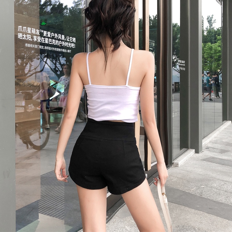 IELGY  IELGY Quần Short Màu Đen Lưng Cao Dáng Ôm Dễ Phối Đồ Thời Trang Cho Nữ