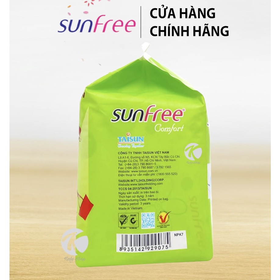 Combo 8 Gói Băng Vệ Sinh Sunfree Siêu Thấm Mỏng Có Cánh 8 miếng 23cm