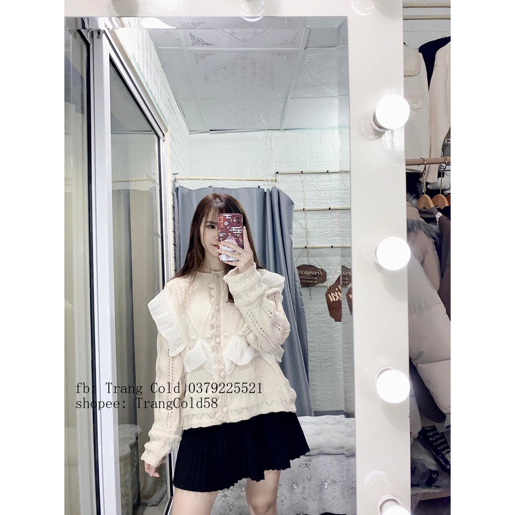 Áo len viền bèo vuông cúc bọc hàng QC loai 1