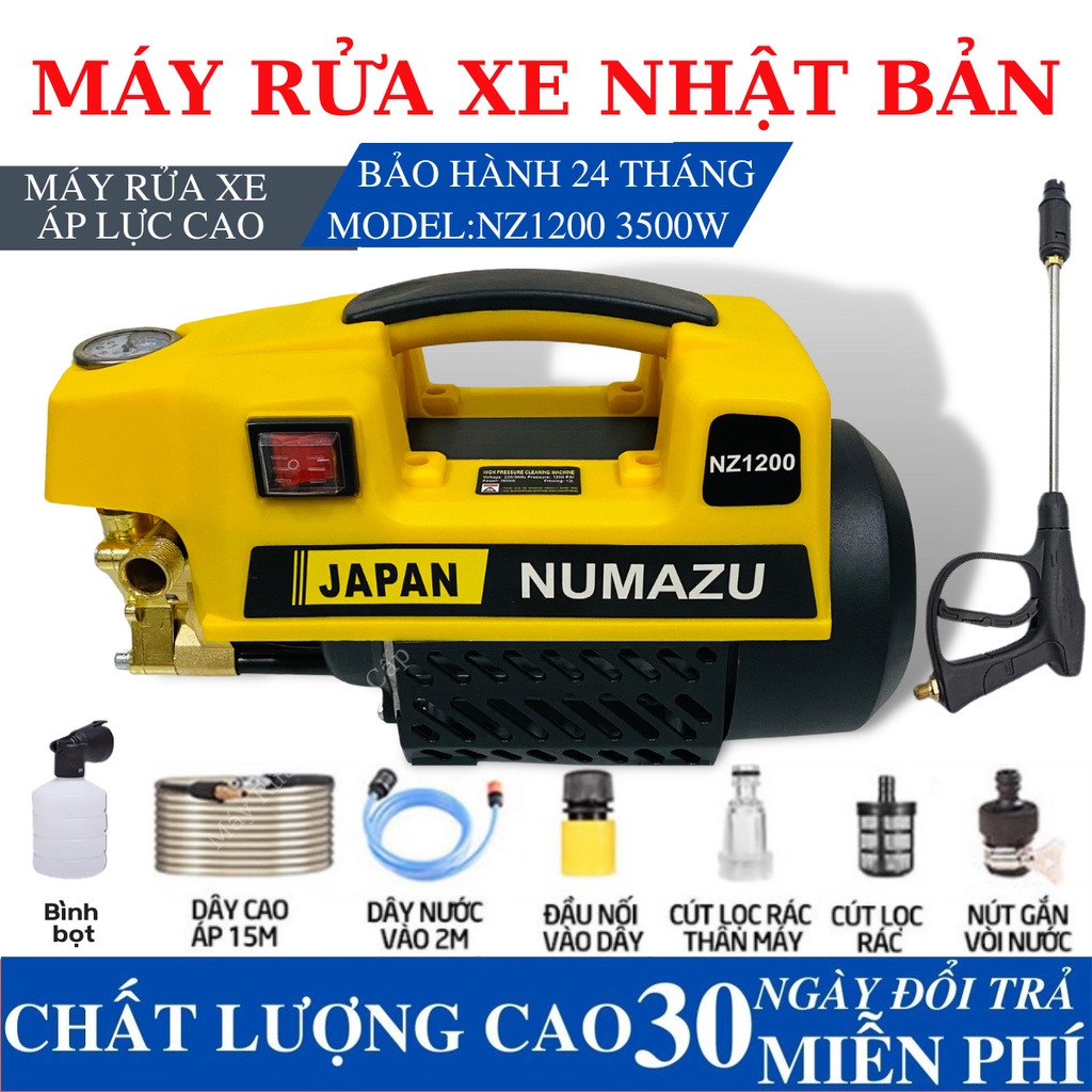 Máy rửa xe Mini 3500W - Máy rửa xe nhật bản Numazu Lõi Đồng Cực Khỏe