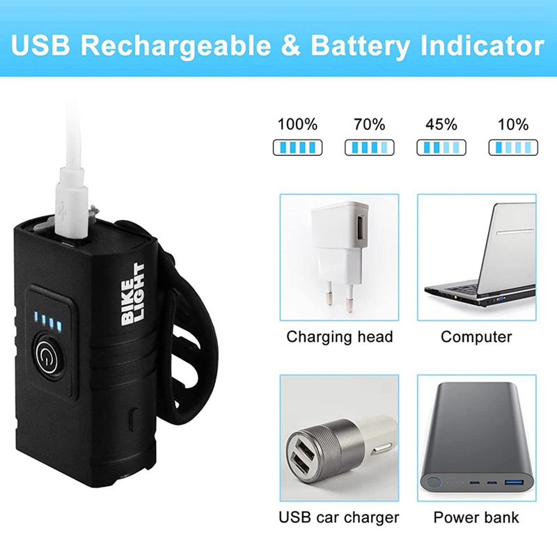 Đèn Pha Trước Và Sau Bằng Hợp Kim Nhôm Chống Nước Cho Xe Đạp