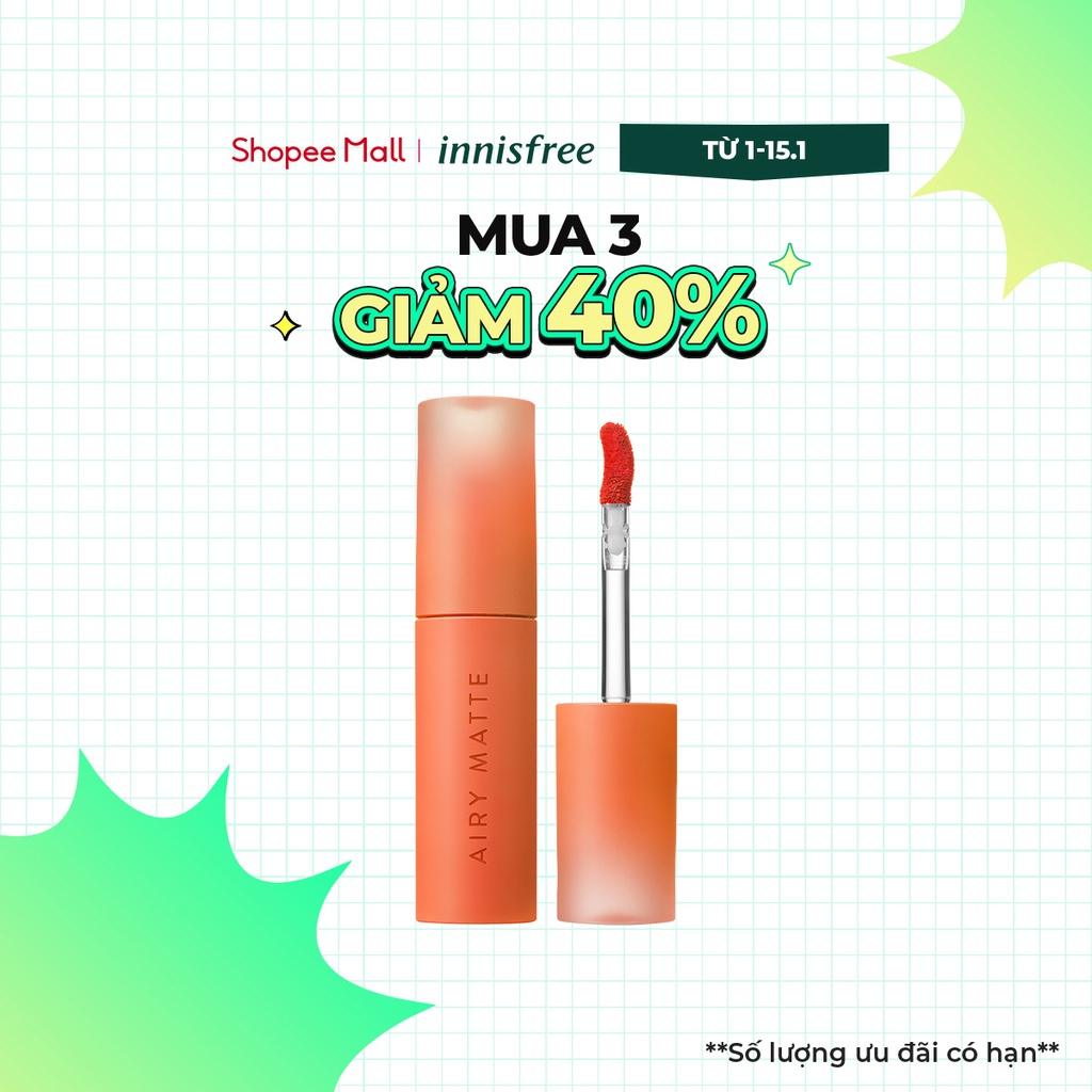 Son tint dạng lì siêu nhẹ môi innisfree Airy Matte Tint 3.8g