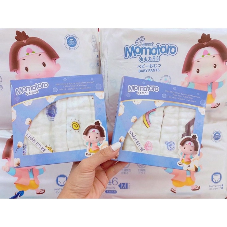 Chăn lông cừu và set khăn sữa 6 lớp +túi vải không dệt hkm Momodiamond/Momotaro