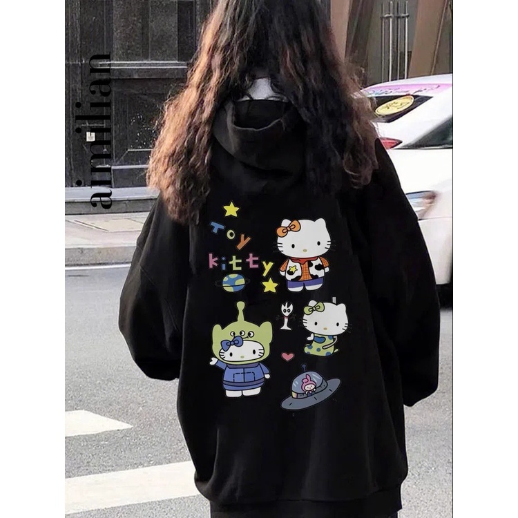 Áo Hoodie Nữ In Hình Hello Kitty
