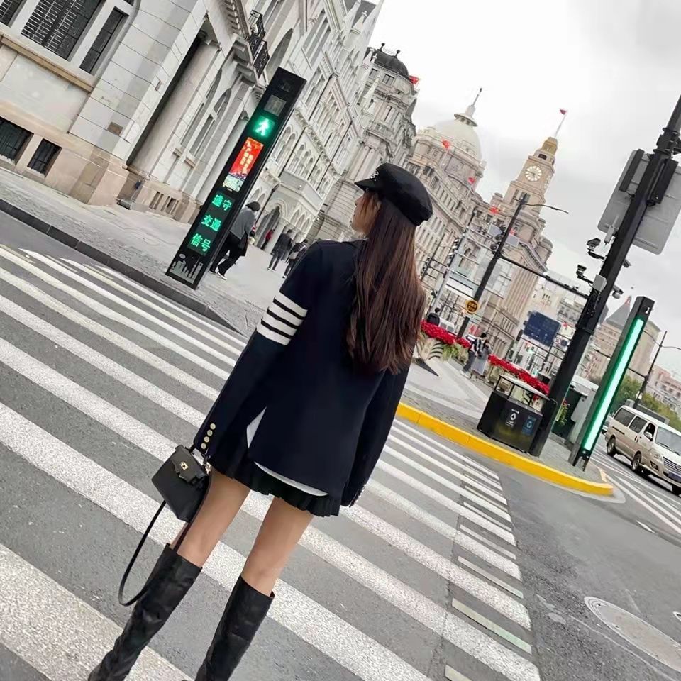 Áo khoác cardigan dày dặn hai hàng nút phong cách Hàn Quốc thời trang nữ