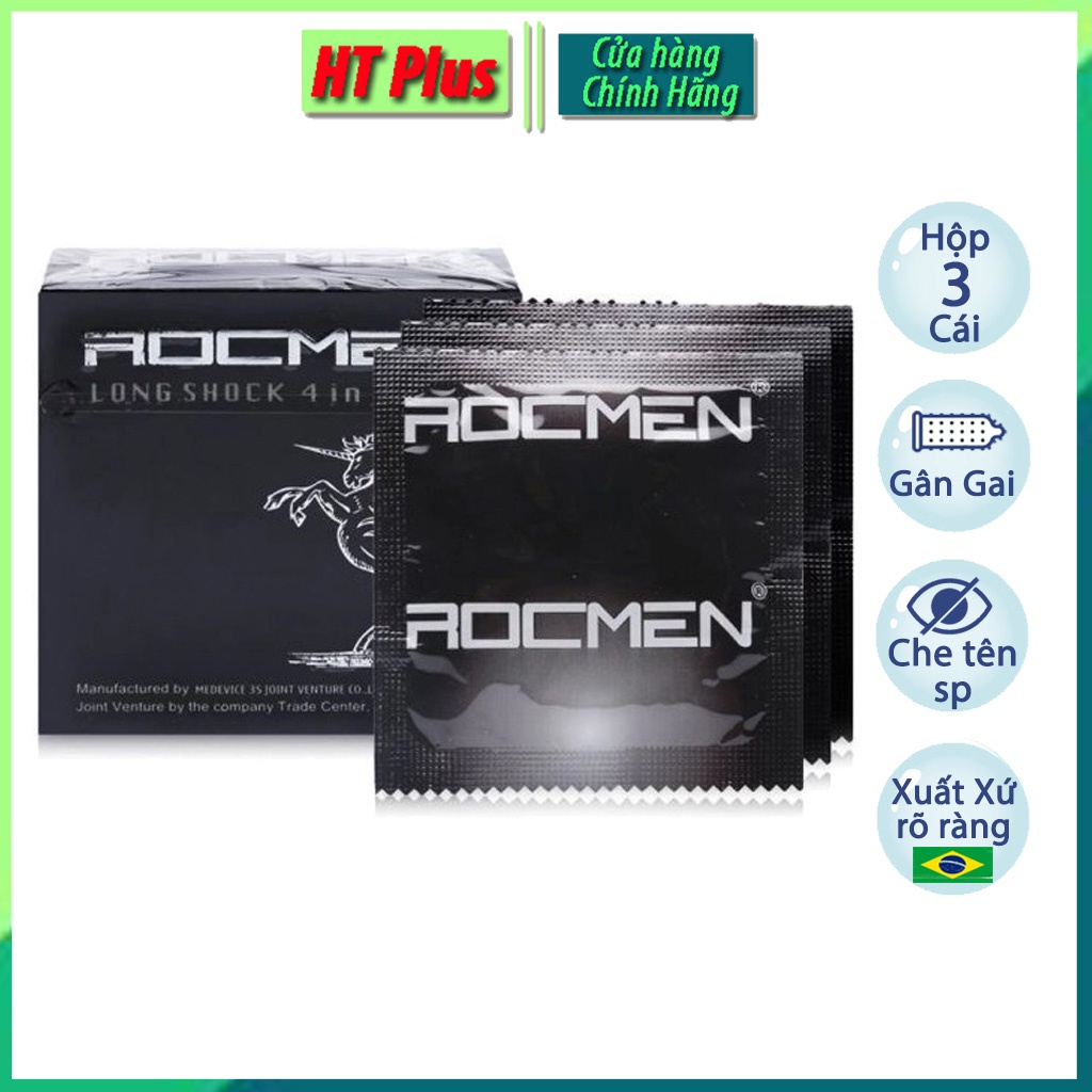 Bao Cao Su Gai Kéo Dài Quan Hệ Rocmen Long Shock 4 In 1 Đen Hộp 3 Cái