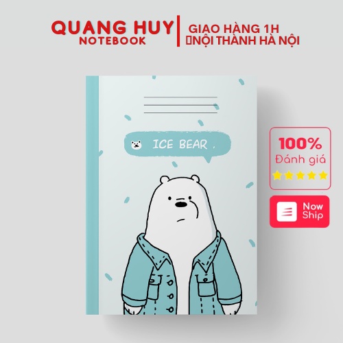 \bBộ 3 quyển vở kẻ ngang Quang Huy, tập học sinh Ivory 120 trang mẫu GẤU, sổ viết b5 ghi chép cấp 2, sinh viên