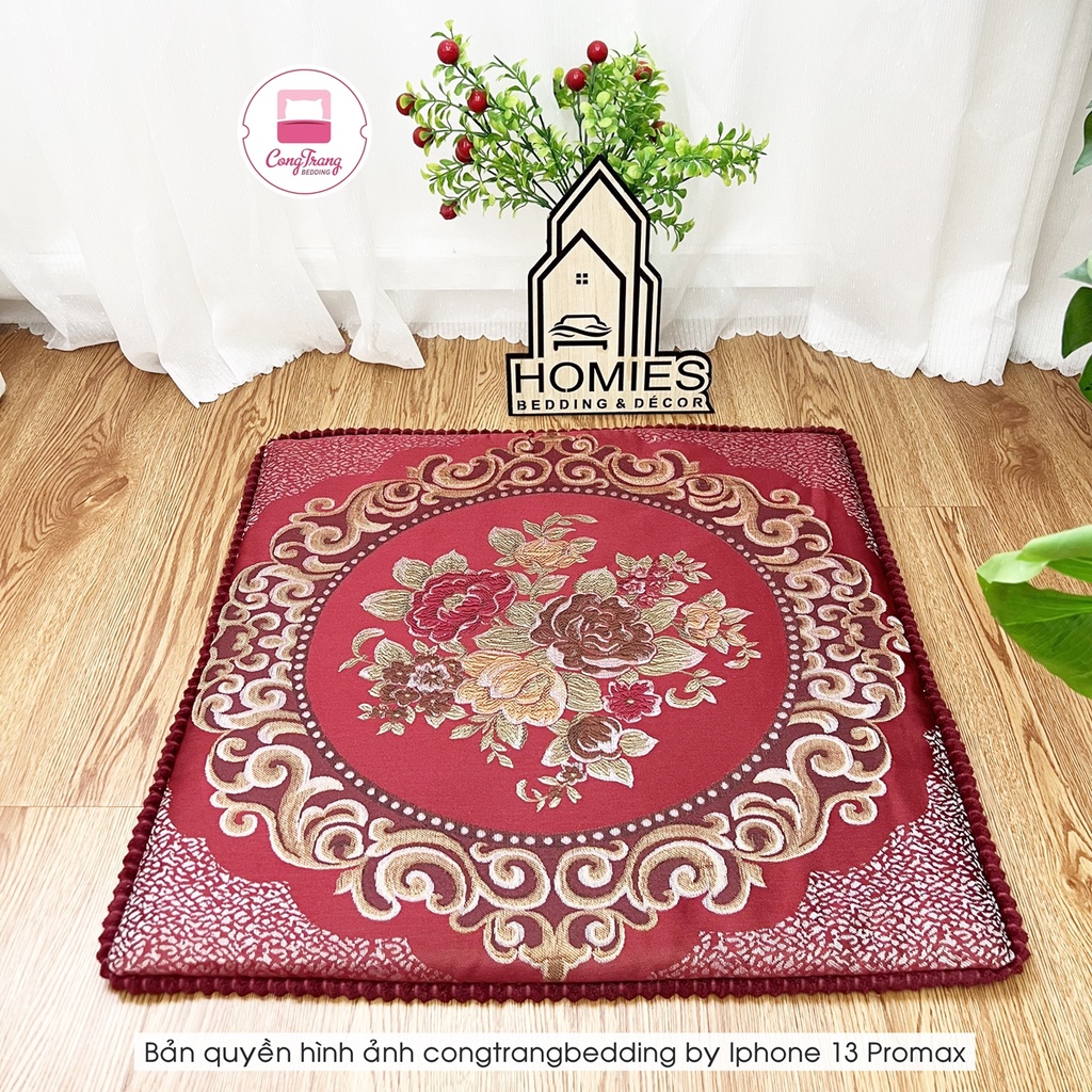 Đệm Ngồi Bệt, Đệm Ghế Hoàng Gia Vải Gấm 55cm x 55cm