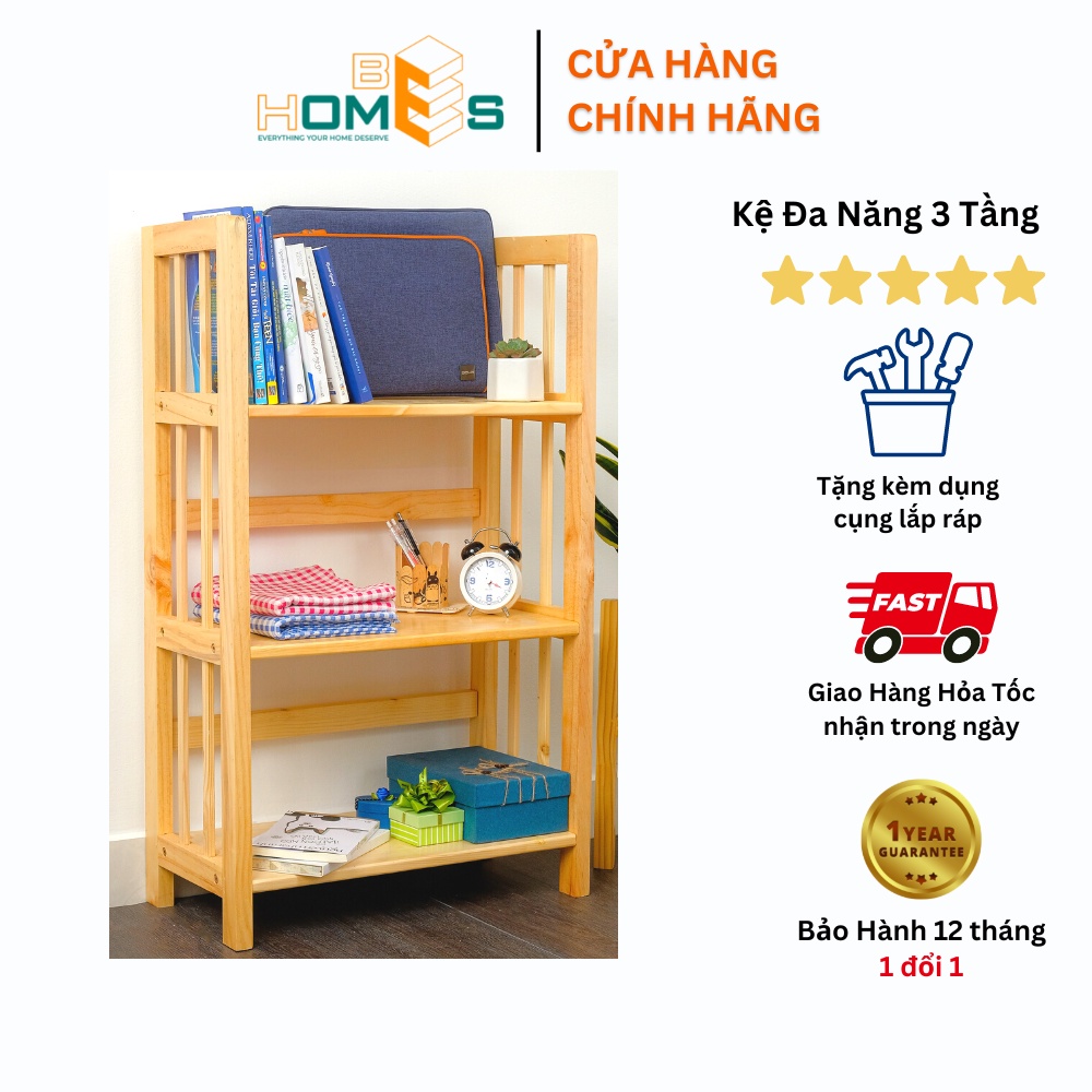 Hỏa Tốc Kệ sách 3 tầng mặt ván Behomes cao 92 cm