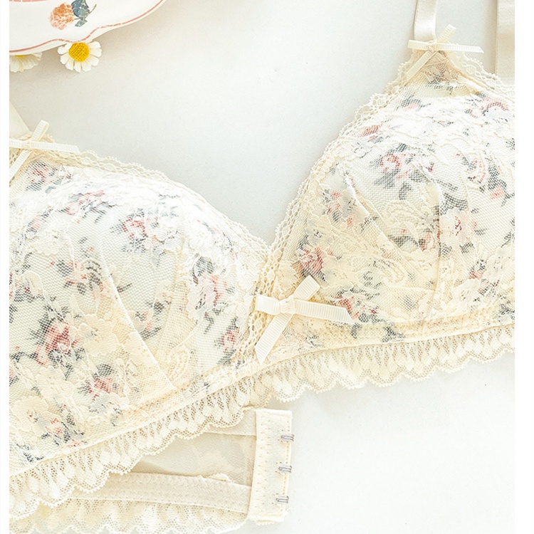 Áo Lót Nâng Ngực Không Gọng Mềm Mại Thoải Mái Phối Ren Nơ Đáng Yêu Cho Nữ