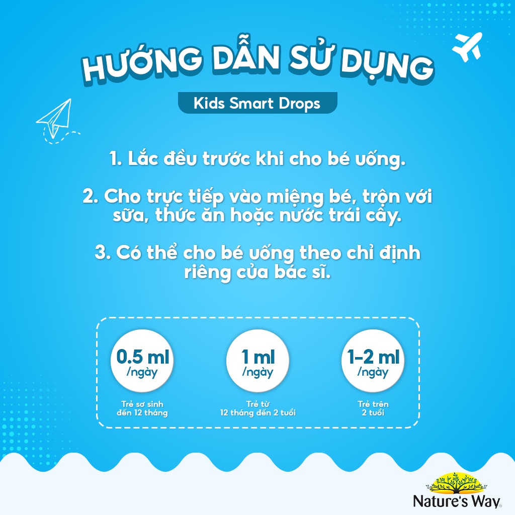 Combo 2 Hộp DHA Nature's Way Kids Smart Drops DHA Dạng Giọt Giúp Tăng IQ, Tăng Thị Lực, Phát Triển Não Bộ Cho Bé 20ml/h