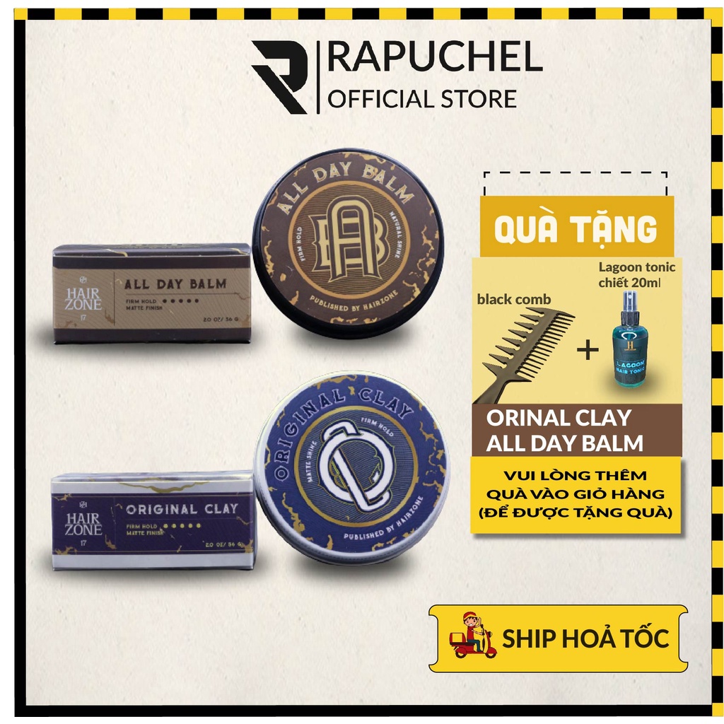 Sáp vuốt tóc nam ORIGINAL CLAY và ALL DAY BALM thơm giữ nếp chính hãng Rapuchel NB03