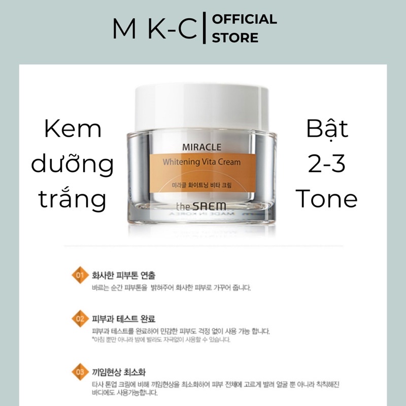 Kem dưỡng trắng Miracle Whitening Vita Cream của The Saem