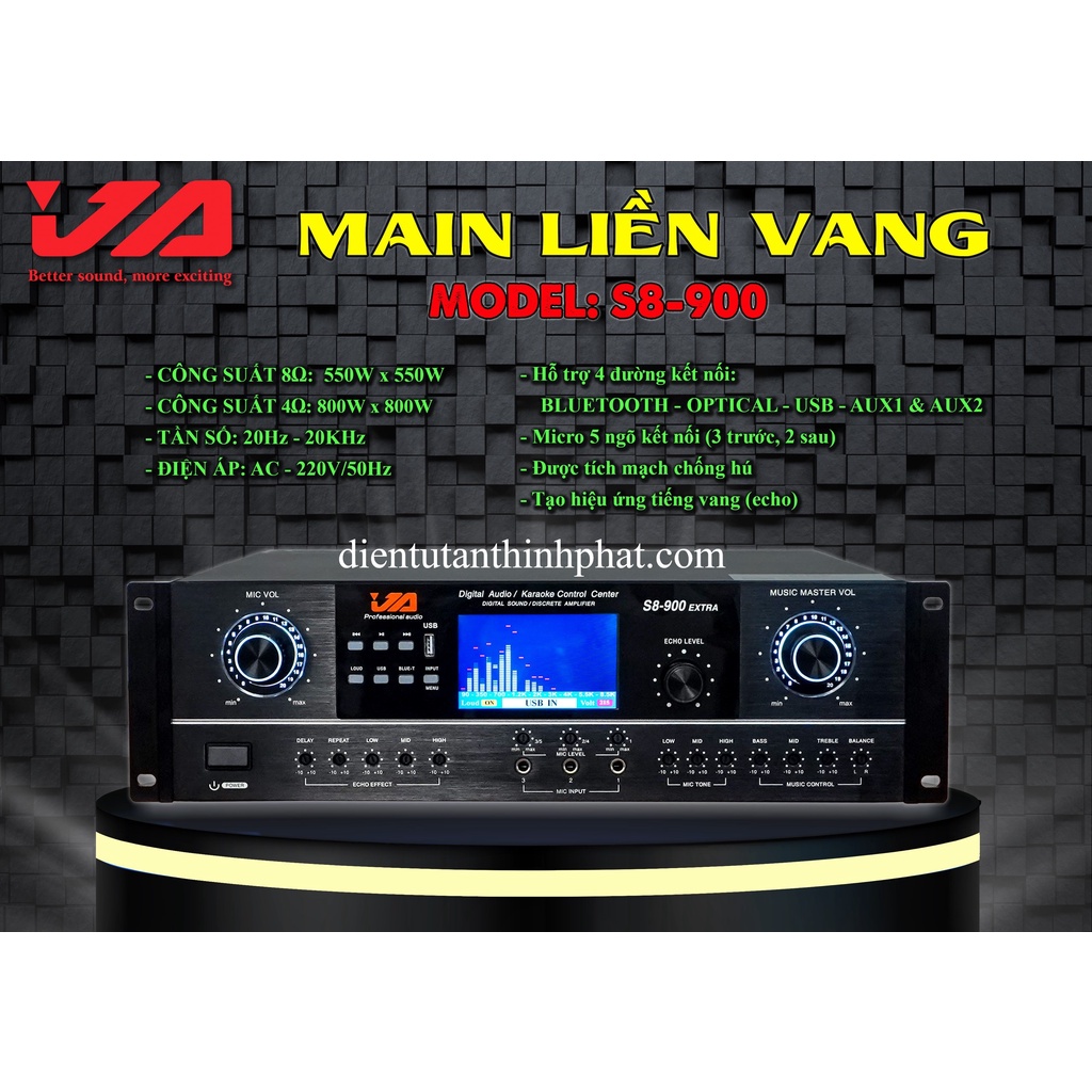 [BH 12 THÁNG]Main đẩy liền vang JA S8-900 hàng chính hãng JA - amply liền vang - AMPLY CÔNG SUẤT