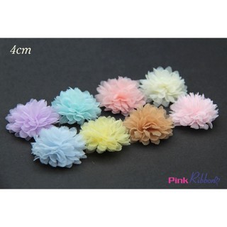 Hoa voan păng xê 4cm dùng làm hoa trang trí may mặc, hoa cài áo, hoa phụ liệu may mặc, phụ kiện tóc