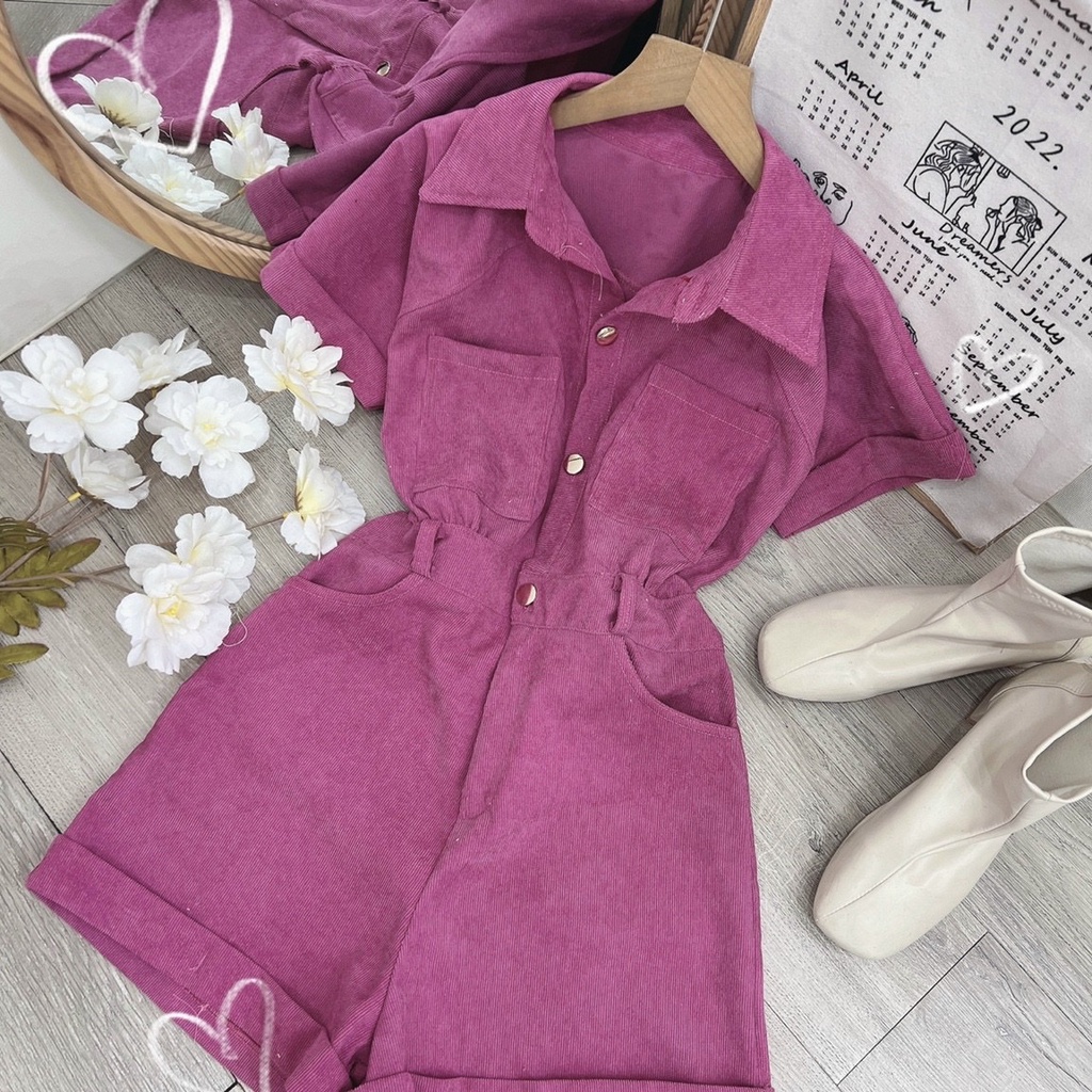 JUMPSUIT SƠ MI NHUNG TĂM